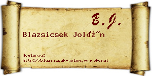 Blazsicsek Jolán névjegykártya